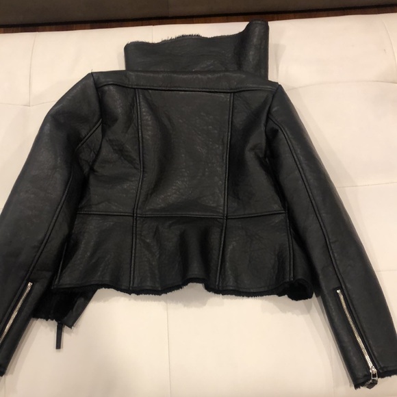 Bebe black faux leather faux fur lined jacket - Picture 7 of 8